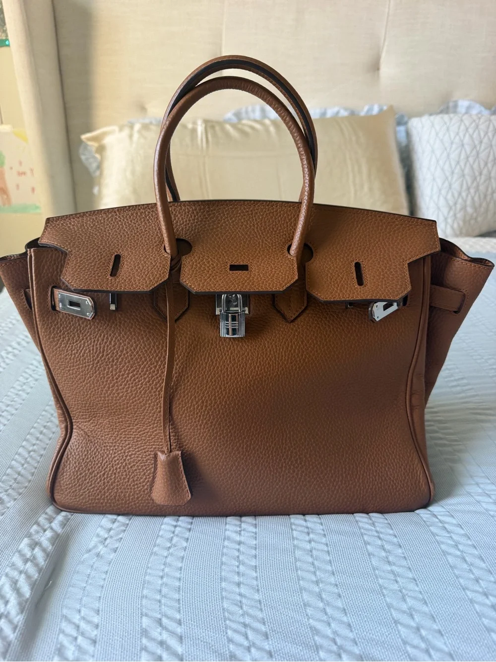 Classic Brown Leather Tote Handbag